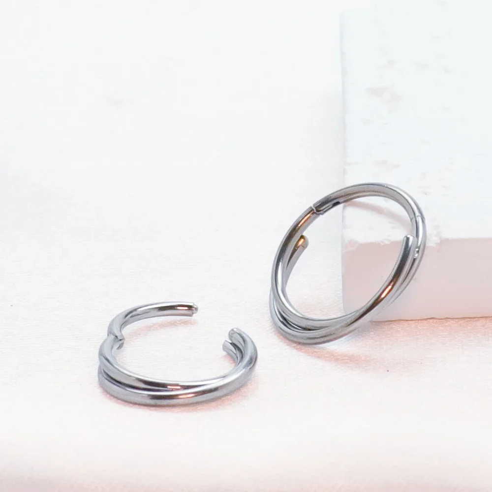 Piercing Nose Ring F136 Titanium Piercings Daith Earring 16G Hoop Septum CZ Clicker Hinged Segment Ear Cartilage 6/8/10/12mm