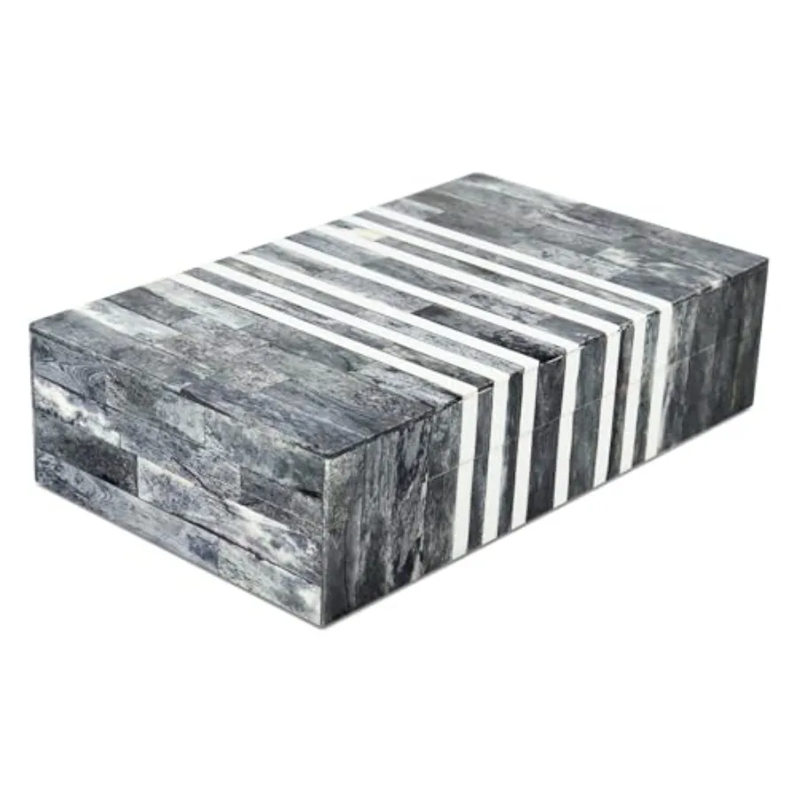 

Декоративный органайзер для хранения с крышкой, в полосатом стиле Patisserie Cafe, для пультов, широкий, для кофейного столика, деревянный, для гостиной