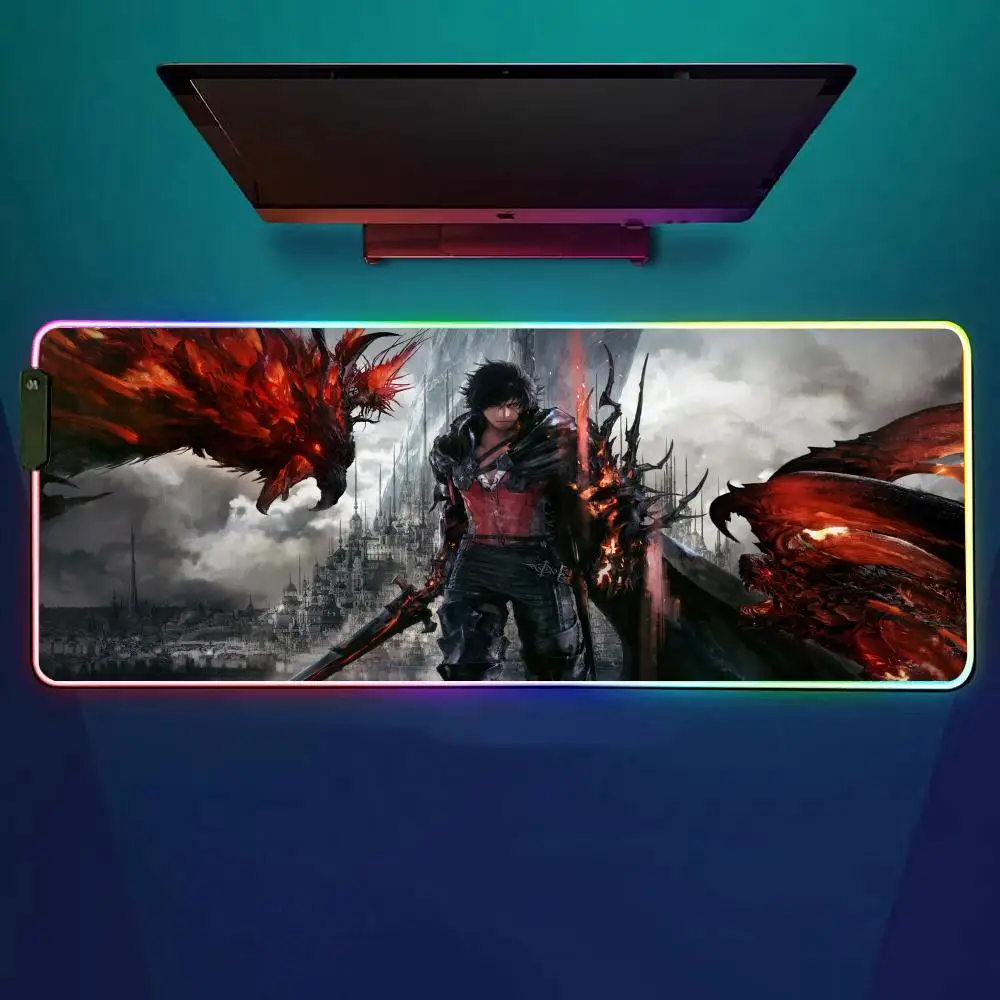 

Final-fantasy Game Series Коврик для мыши RGB Игровой коврик для мыши Настольный коврик HD Gamer Большой светодиодный светильник XXL Коврики для мыши