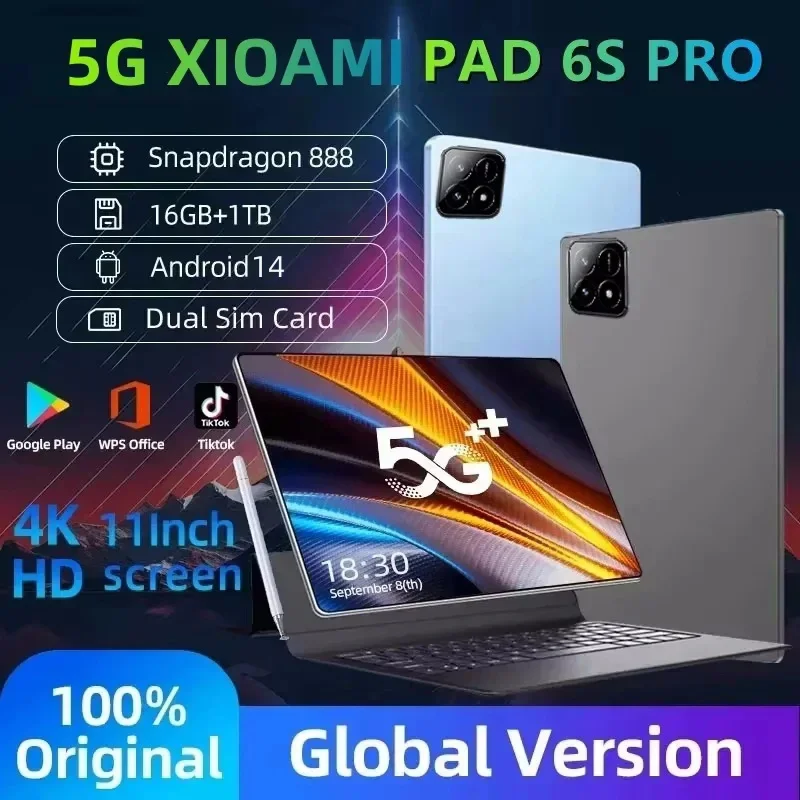 2024 NEW Global Version Original Xioami Pad 6S Pro Tablet 11inch HD 4K Android 14 16GB+1T 20000mAh 5G Dual SIM WiFi GPS Tablet