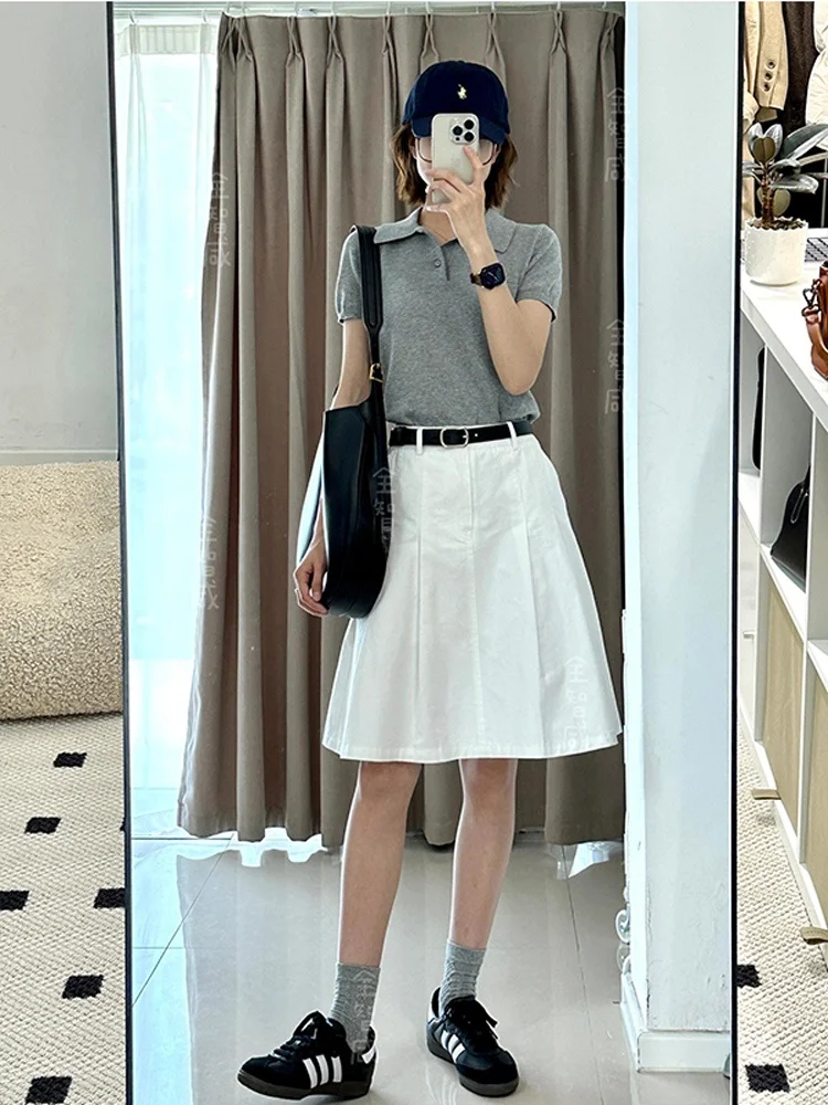 

Retro White Gored Skirt High Waist A-Line Skirt for Women Spring 2025 Korean Sle Commute High Waist Design Sensation