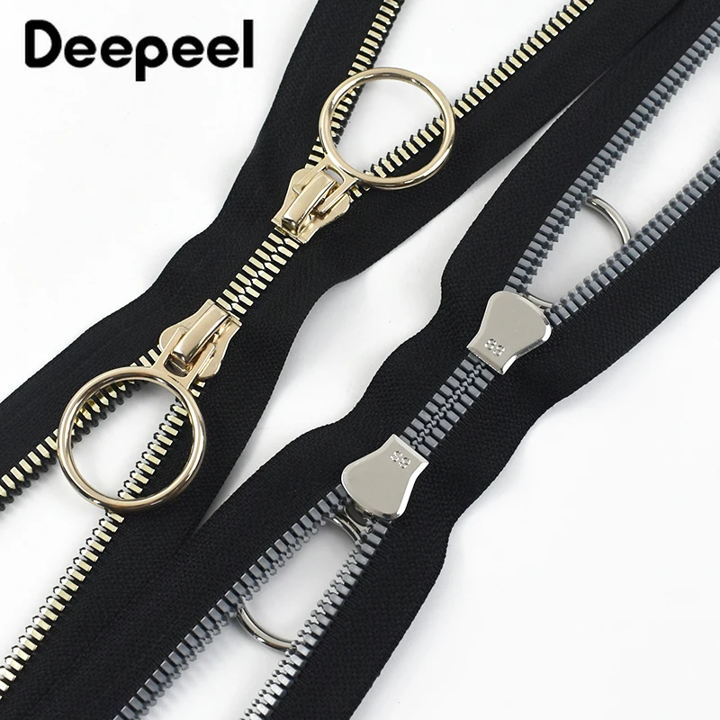 

5#8# 60-100cm Open-End Resin Zippers O Ring Double Slider for Luggage Jacket Down Closure Zipper Repair Kits Sewing Accessories