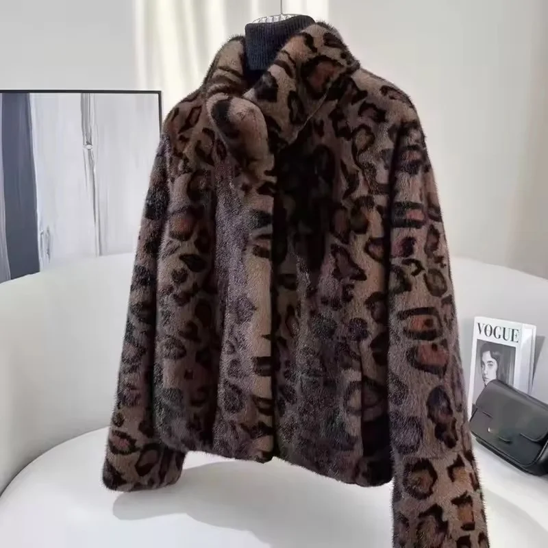 Herbst Und Winter Kurze Faux Nerz Leopard Pelzmantel Frauen Temperament Neue Mode High-End-Imitation Pelz Jacke Damen oberbekleidung