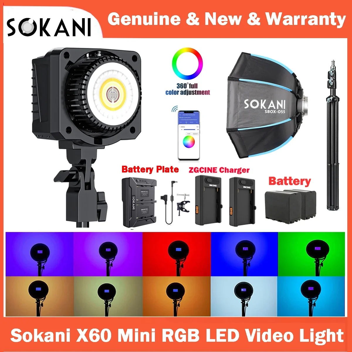 

【KR & MX】Sokani X60 Mini 60W RGB Светодиодный Video светильник Bowens Mount для фотографии, видеозаписи, съемки на открытом воздухе, управление через приложение