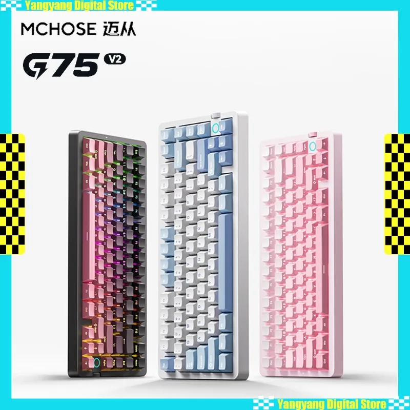 

MCHOSE G75 V2 Mechanical Keyboard Tri-mode Wireless Hot Swap Gasket Structure Customized Gaming Keyboard Pc Gamer Accessories