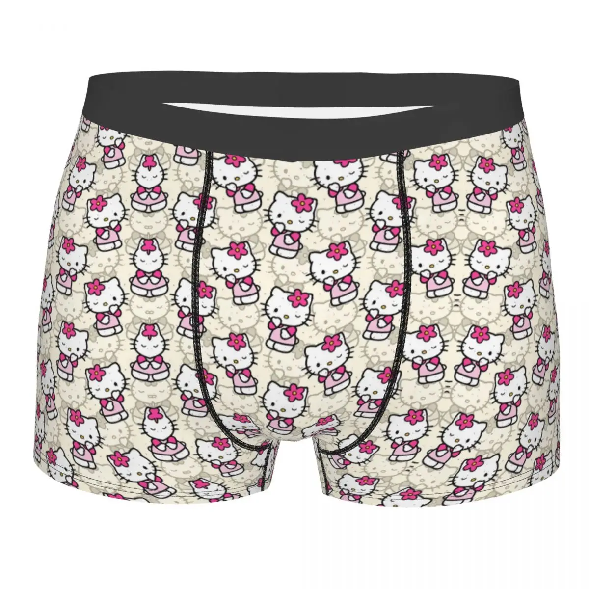 Hello Kitty Cat Underwear Male Printed Customized Boxer Briefs Shorts Panties Breathable Underpants