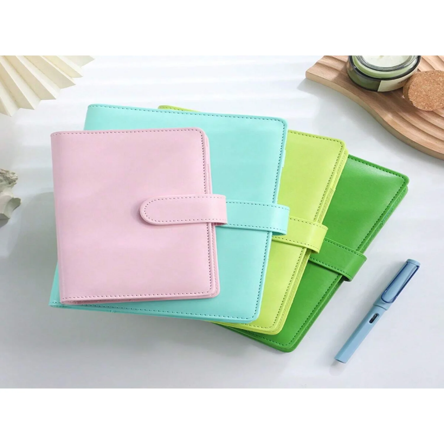 A5/A6 PU Leather Binder Budget 6 Ring Notebook with Stylish Design ,Personal Organizer Binder Cover with  Buckle Closure