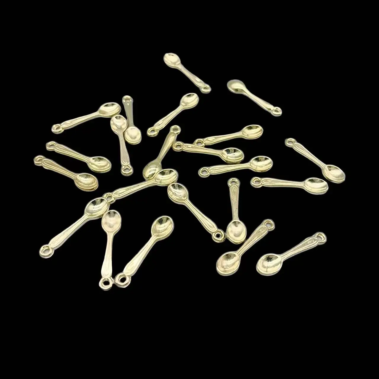 100pcs Small Spoon Charm Gold Plated CCB Charms Pendant DIY Earring Necklace Bracelet Accessories for Jewelry Making Findings