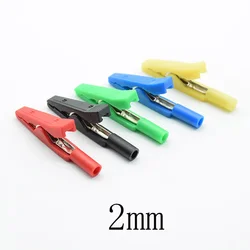 red black green blue yellow  2mm Brass 5 Colors Insulated Mini Test Alligator Clip With 2mm female Banana Jack