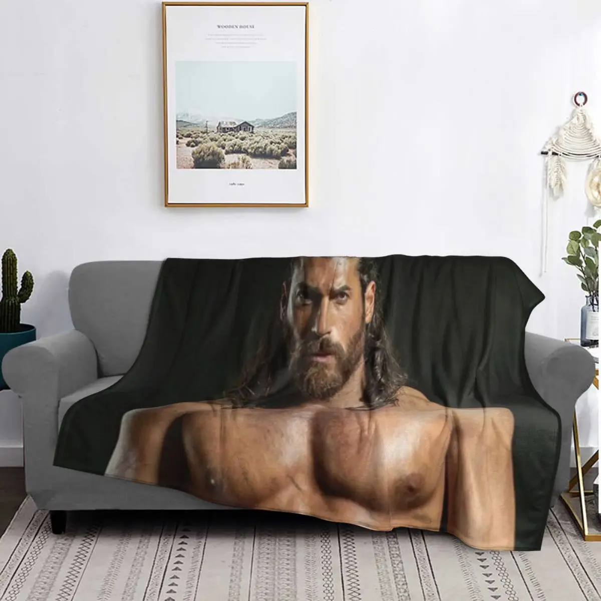 Actor Can Yaman Photo Blankets Soft Warm Flannel Throw Blanket Bedspread for Bed Living room Picnic Travel Home Sofa