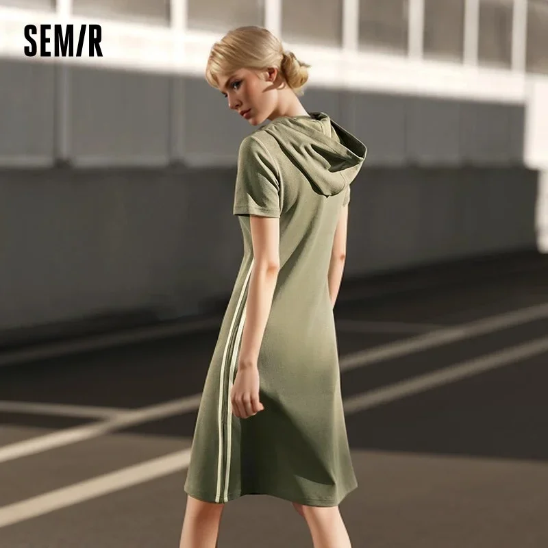 Semir Jumpsuit For Women Letter Print And Color-Blocked Sports Style New In 2024 Summer Slim Fit Hooded Mid-Length Dress