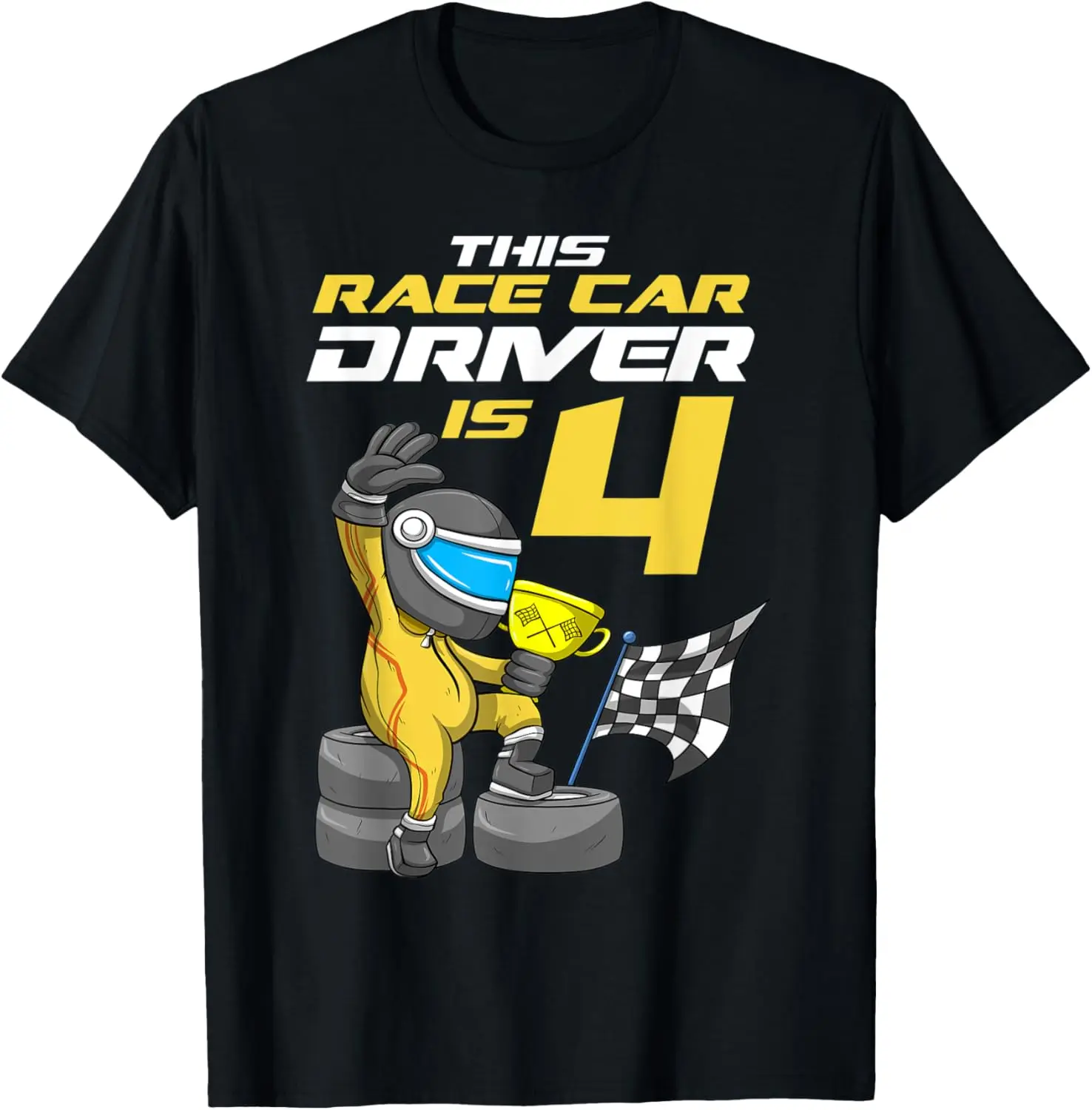 

Kids 4 Year Old Race Car Birthday Party Race Car Drive Boy T-Shirt