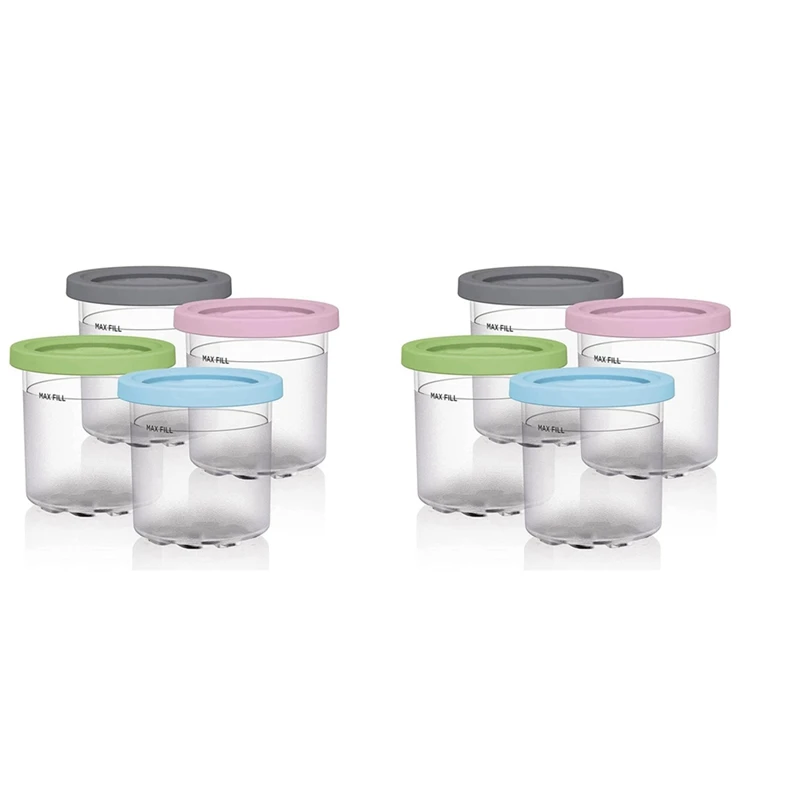 8X Ice Cream Pints Cup,Ice Cream Containers With Lids For Ninja Creami Pints NC301 NC300 NC299AMZ Series Ice Cream Maker