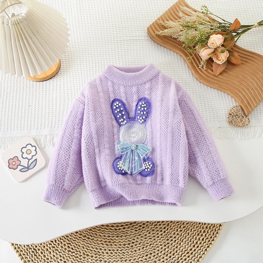 

Girls Woolen Jersey Sweaters Spring Autumn 2024 Children Knitted Outerwear Clothing For Baby Girl Cute Tops Coats Kids Sweater 6