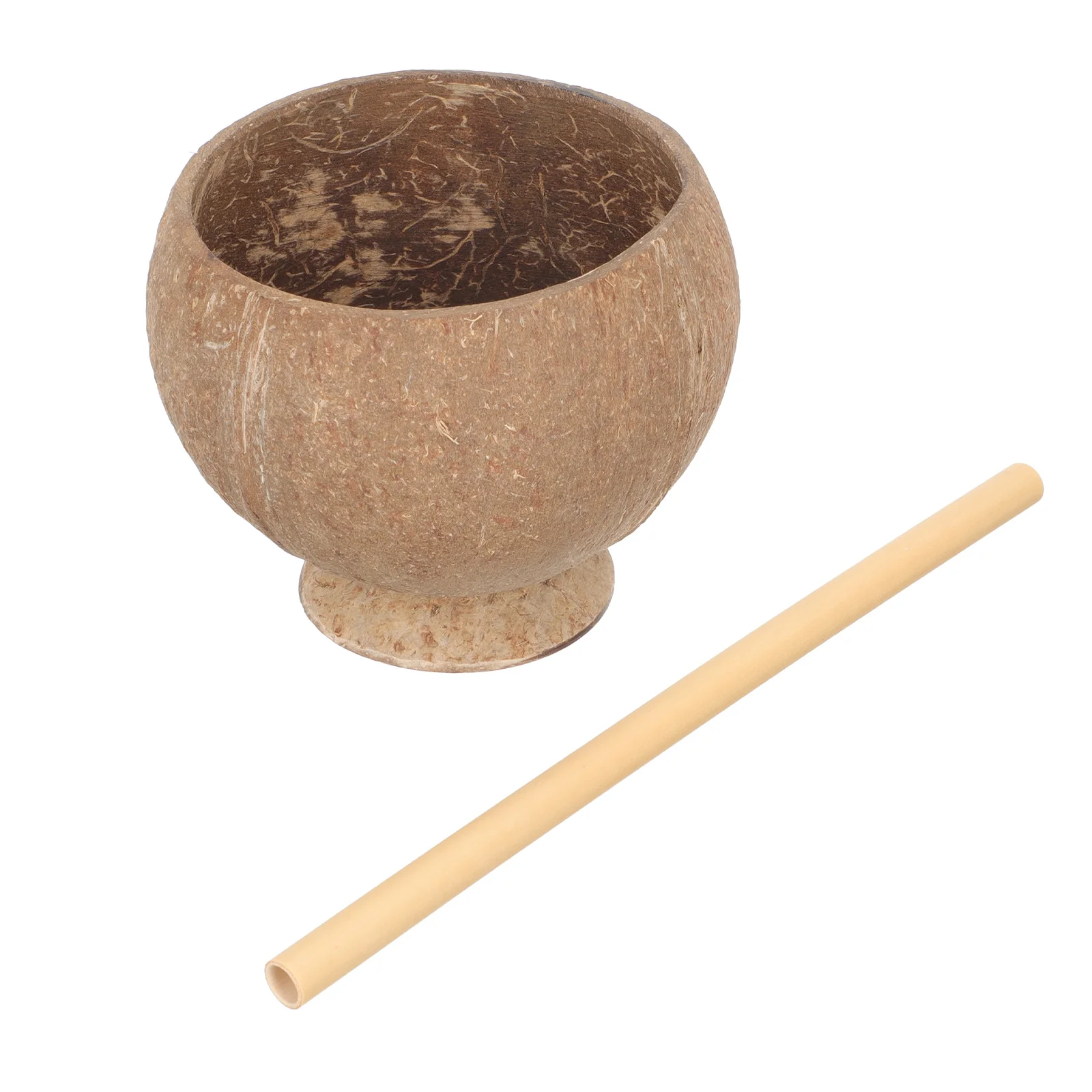 1 Juego de taza de cáscara de coco, recipiente de bebidas artesanales de cocos naturales para postre, té de la leche, cóctel, Base estable que no despejan