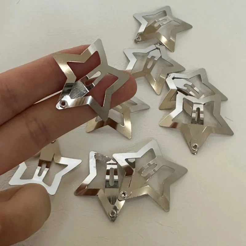 Metal Silver Star BB Hair Clips para mulheres e meninas, Bangs Side Fashion Charms, Cute Grip, Headwear Acessórios, Y2K