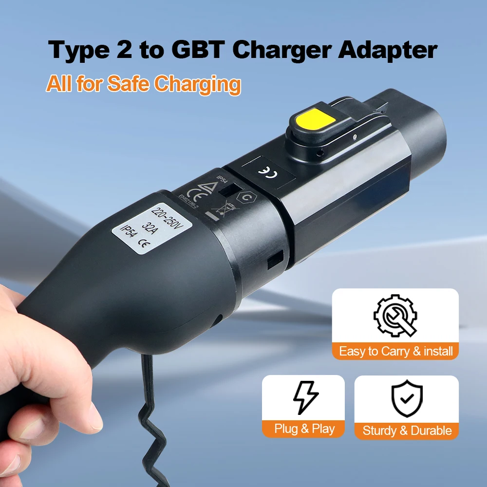 type 2 to GBT 22KW 32A EV fast Charger Adapter Electric Vehicle Charging Connector Plug Converte GBT EV Car Temperature control