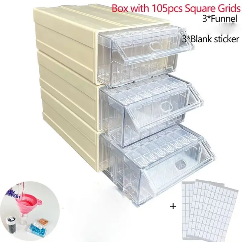 CHENISTORY Diamond Painting Accessories Drawer Detachable Storage Box Bottles Grids Mosaic Container With Tools