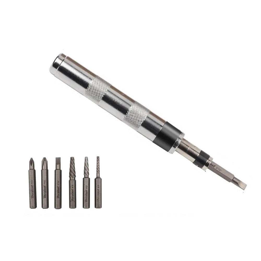 

6 in1 Screwdriver Set 1/4 Inch Impact Drive High Hardness Impact Screwdriver Steel Multi-purpose Screw Extractor Bit Hand Tool