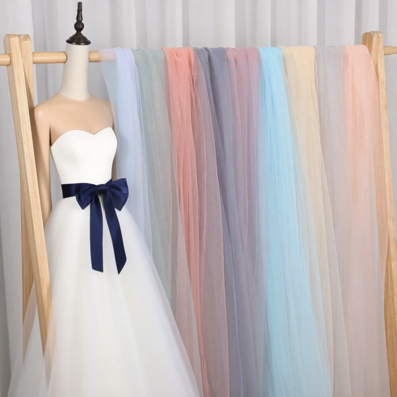 

40 color solid color encrypted soft yarn fabric sewing wedding dress fluffy skirt DIY wedding venue background decoration fabric