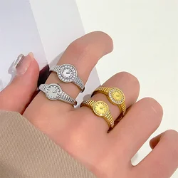 Creative Watch Zircon Ring for Women Men Trendy Watch Adjustable Opening Rings Party Gifts New Arrivals Jewelry Couple Item