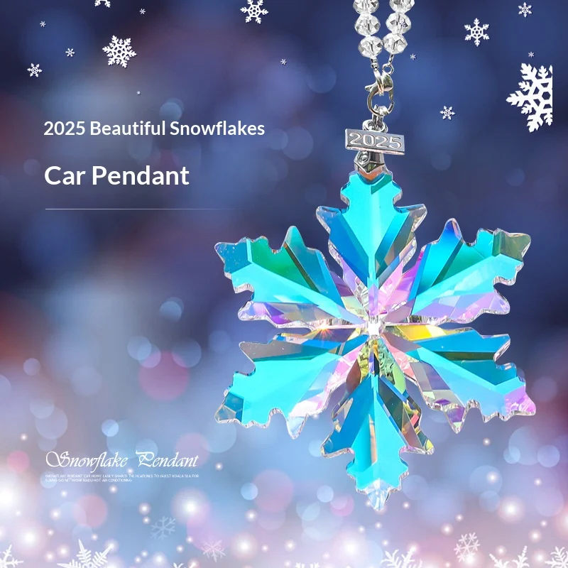 Snowflake Car Accessories - Crystal Glass Decorative Items - Car Rearview Mirror Car Ornaments - Crystal Handicrafts