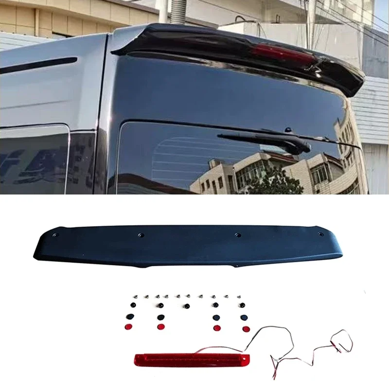Tail Wing With Light For Toyota Hiace 300 High Roof 2019-2022 Modified ABS Rear Spoiler Top Wing Body Kit Car Accessories