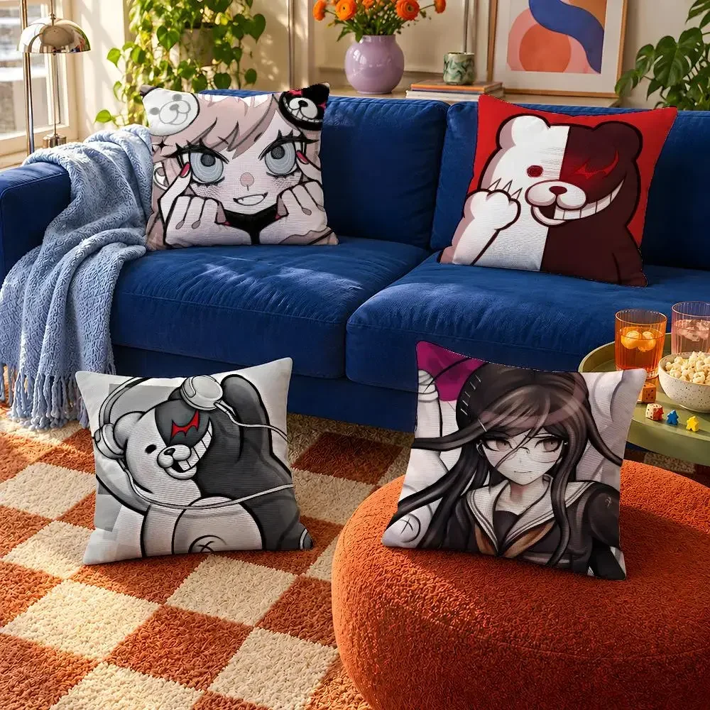 Game Danganronpa DR Monokuma Nagito Cushion Cover Throw Pillow Soft Short Plush Cozy Durable Colorfast Sofa Bedroom Home Decor