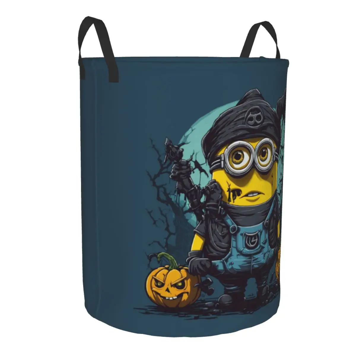 Custom Minion With Halloween Pumpkins Laundry Basket Collapsible Clothes Hamper for Nursery Kids Toys Storage Bag