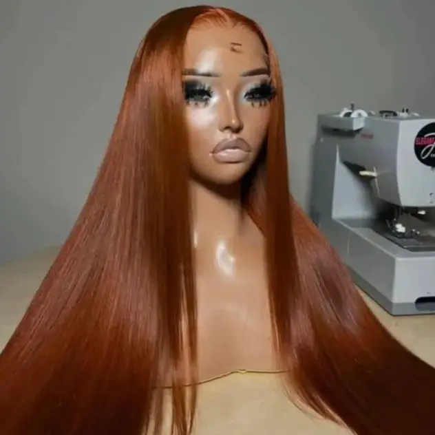 الزنجبيل شعر مستعار العظام مستقيم الدانتيل الباروكة الأمامية 13X4 HD شفافة قبل قطعها غلويليس الاصطناعية شعري طبيعي تأثيري ارتداء اليومي