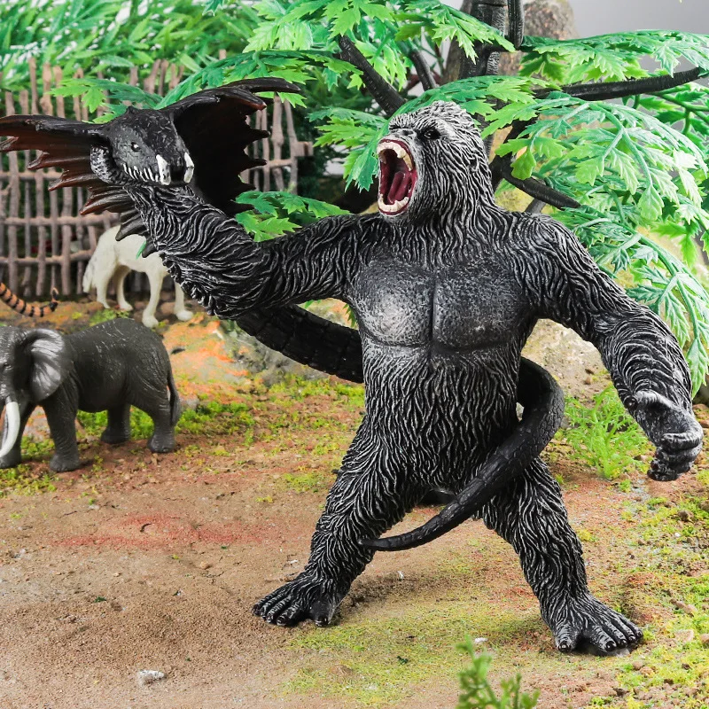 Simulation King Kong With Snake Model Action Figures Chimpanzee Orangutan Figurines Miniacture Decoration Toys For Children Gift