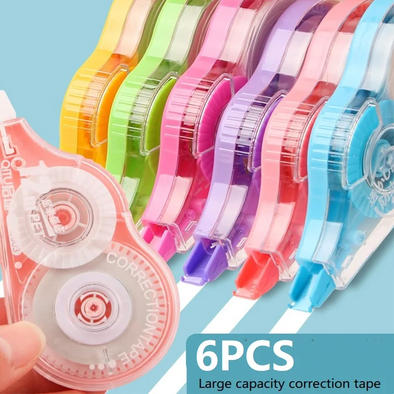 6PCS Candy Corrector Tape Ribbon Corrector Putty Corrective Tape Kawaii Stationery Sweet Things for School