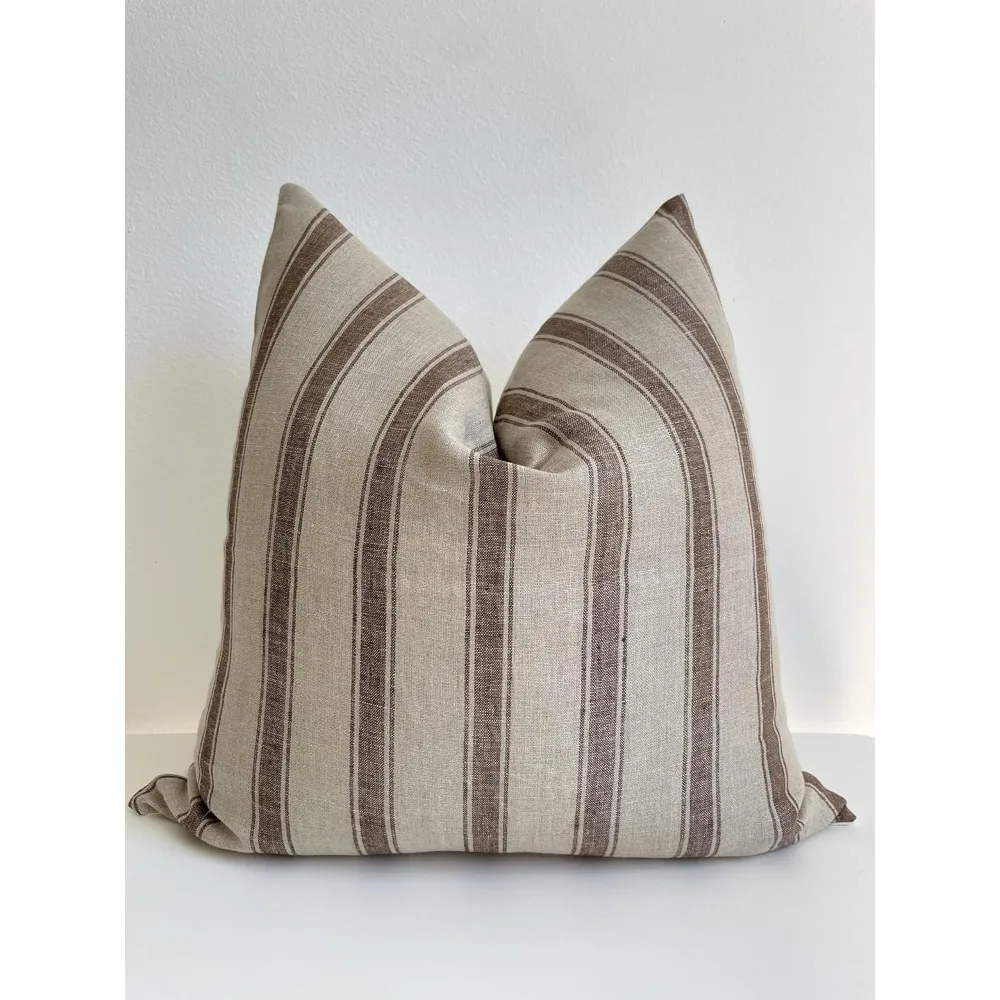 

Vintage-Style Linen Throw Pillow Cover, Hand Block Printed, 22x22 Inches