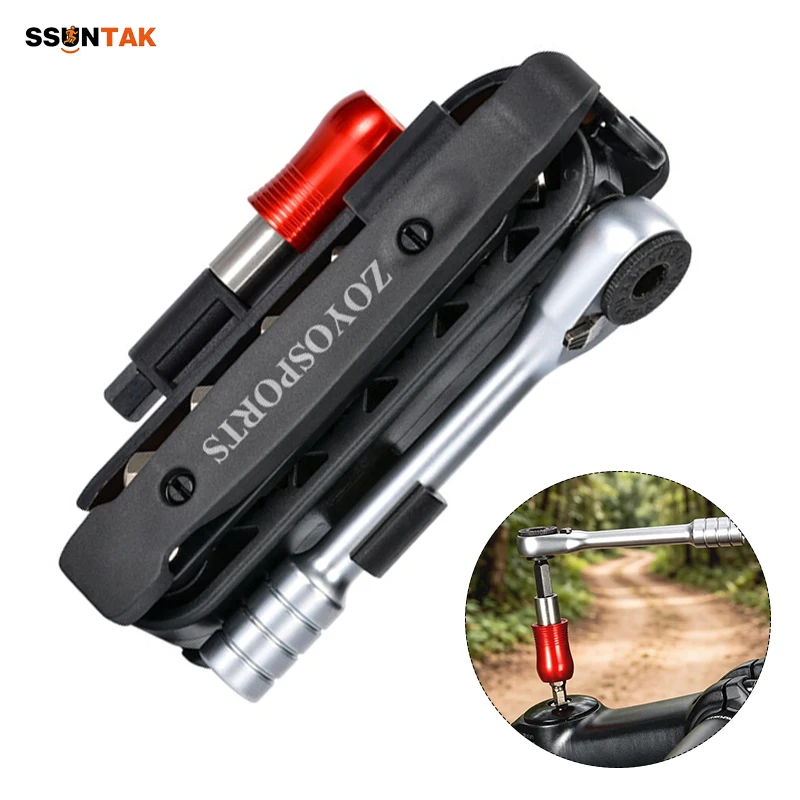 

Многофункциональный набор инструментов SSUNTAK для ремонта велосипедов: портативный комплект с гаечным ключом-трещоткой, лопаткой для шин и быстросъемным торцевым ключом