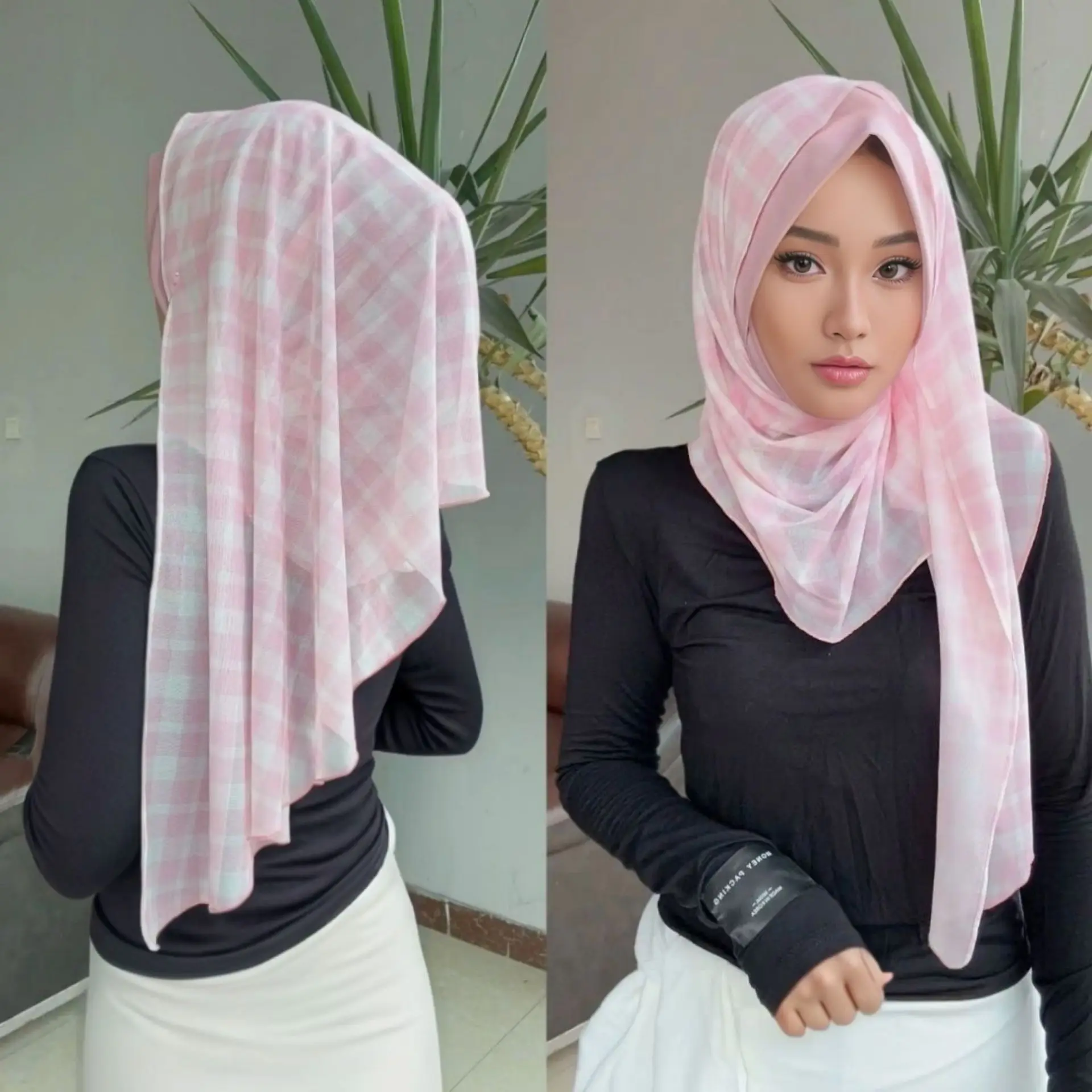 

Новый этнический платок, модный клетчатый платок для девочек, марлевый чехол в студенческом стиле, нерегулярная марлевая строчка