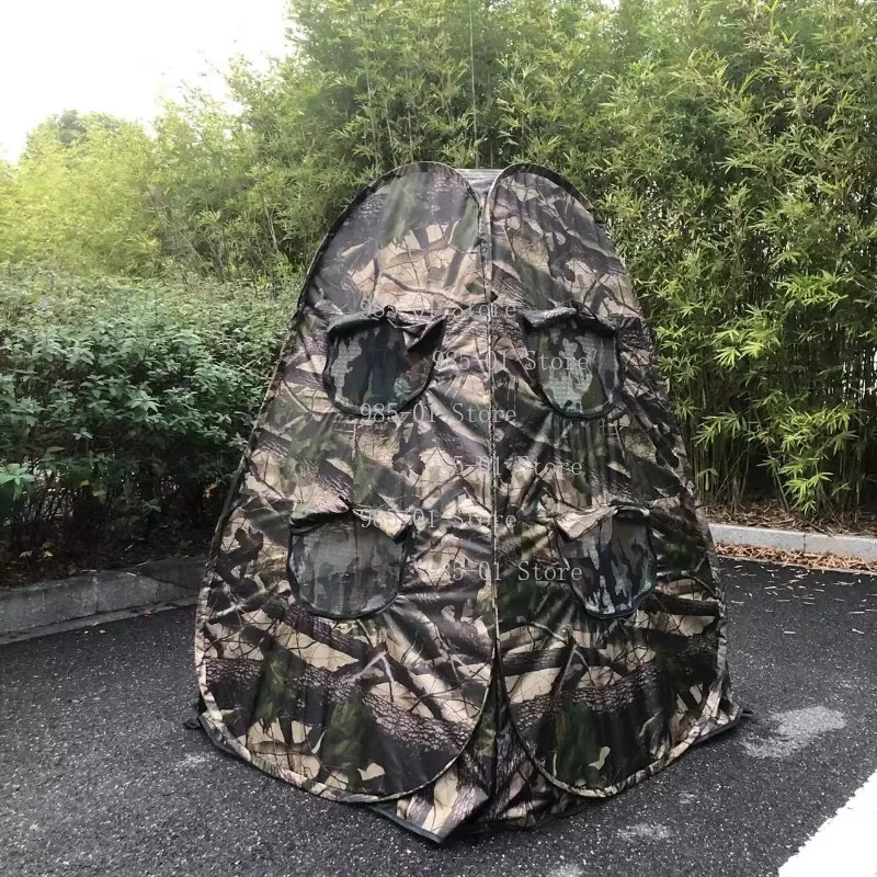 Outdoor Pop Up Photography Blind Tent 360 Degree Viewing 3 Sides 6 Windows Portable Camouflage Bird Watching Tent