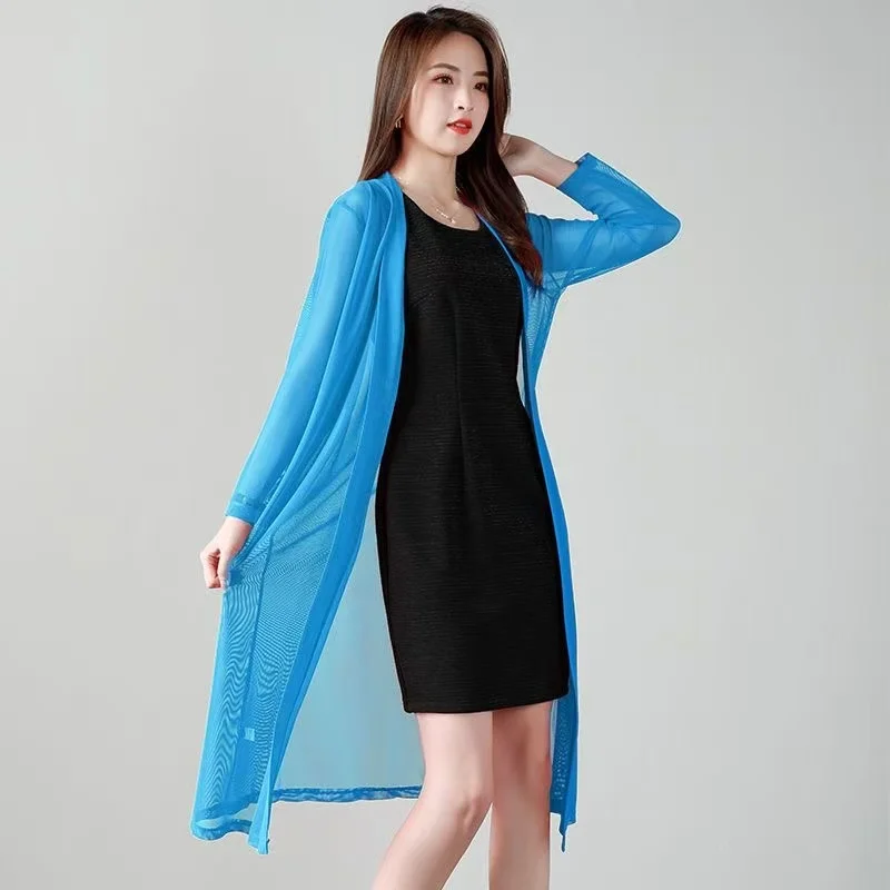 

Plus Size Cardigans For Women Summer Thin Loose See Through Long Sleeves Tops Solid Color Loose Casual Clothes 2025 Fall Trendy