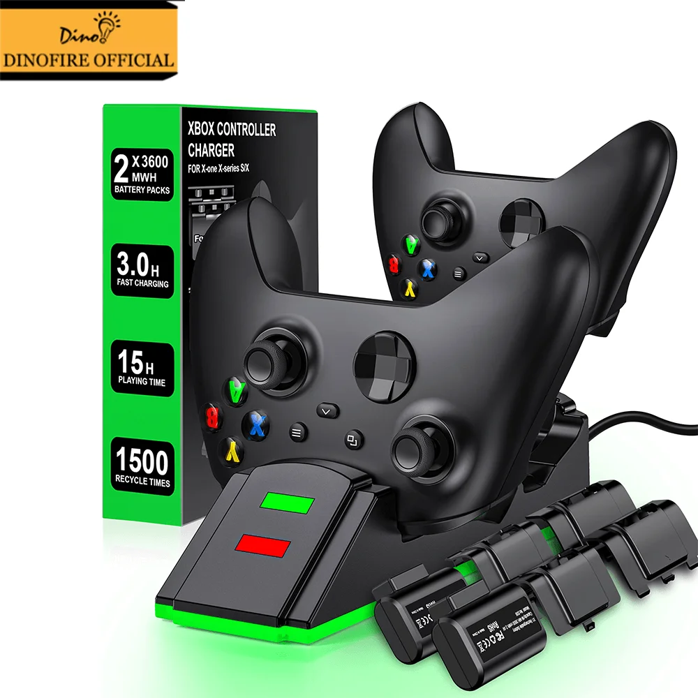 DinoFire S06 لوحدة تحكم Xbox One بطاريات 2x3600mWh لملحقات Xbox One // S / X /Xbox Series X/S