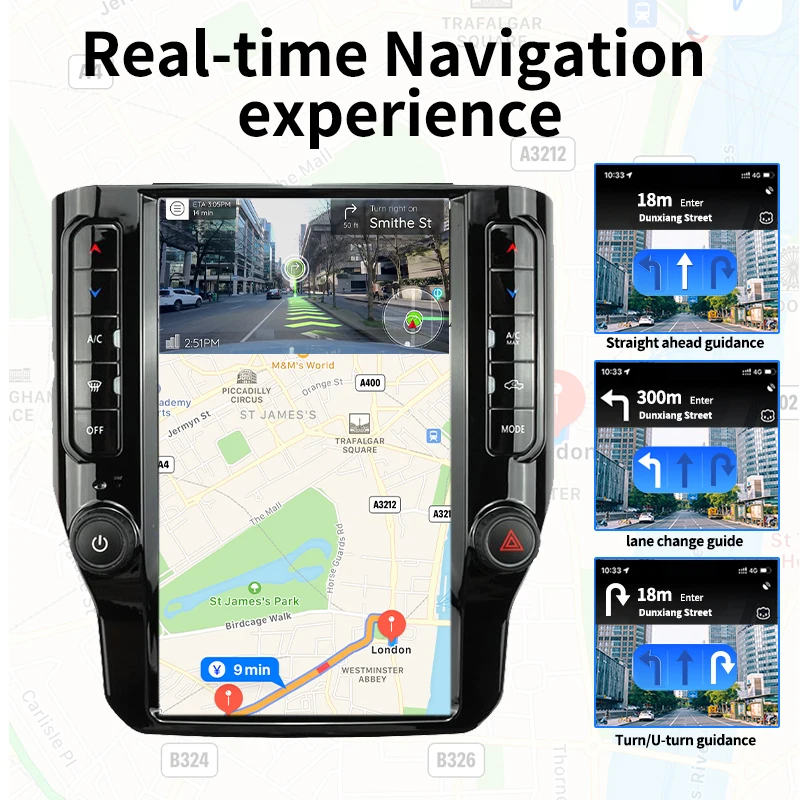 14.4'' Android 13 Screen GPS Navigation Car Radio Multimedia Player For Dodge RAM 2020-2024 Qualcomm Carplay Unit 4G WIFI DSP