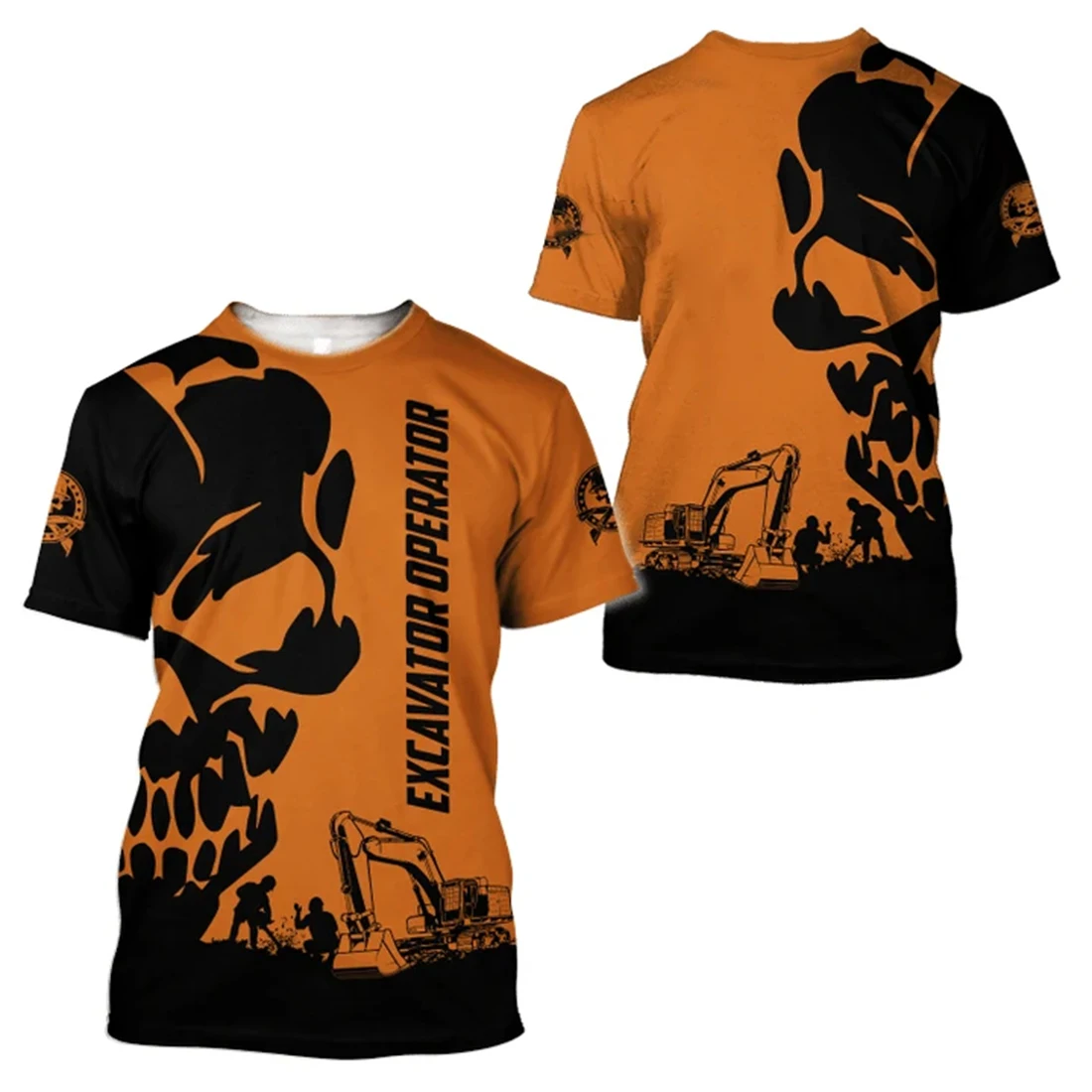 

Fashionable Trend Loose Short Sleeved Clothing Summer Men's 3D Printed Personalized Excavator Worker Comfortable T-shirt 100-6XL