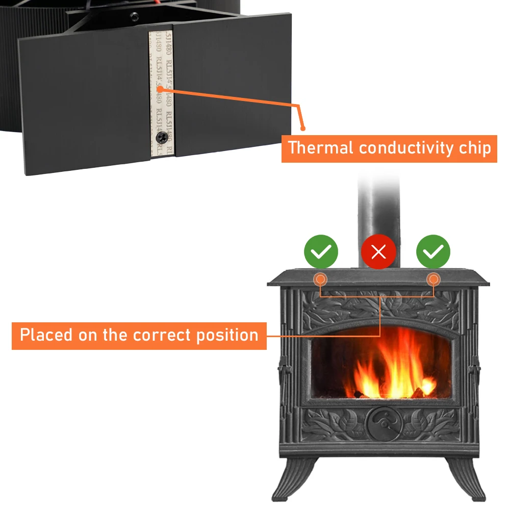 6 Blade Heat Powered Stove Fan Mini Fireplace Fan Log Wood Burner Eco-fan Quiet Fireplace Fan Heater Efficient Heat Distribution