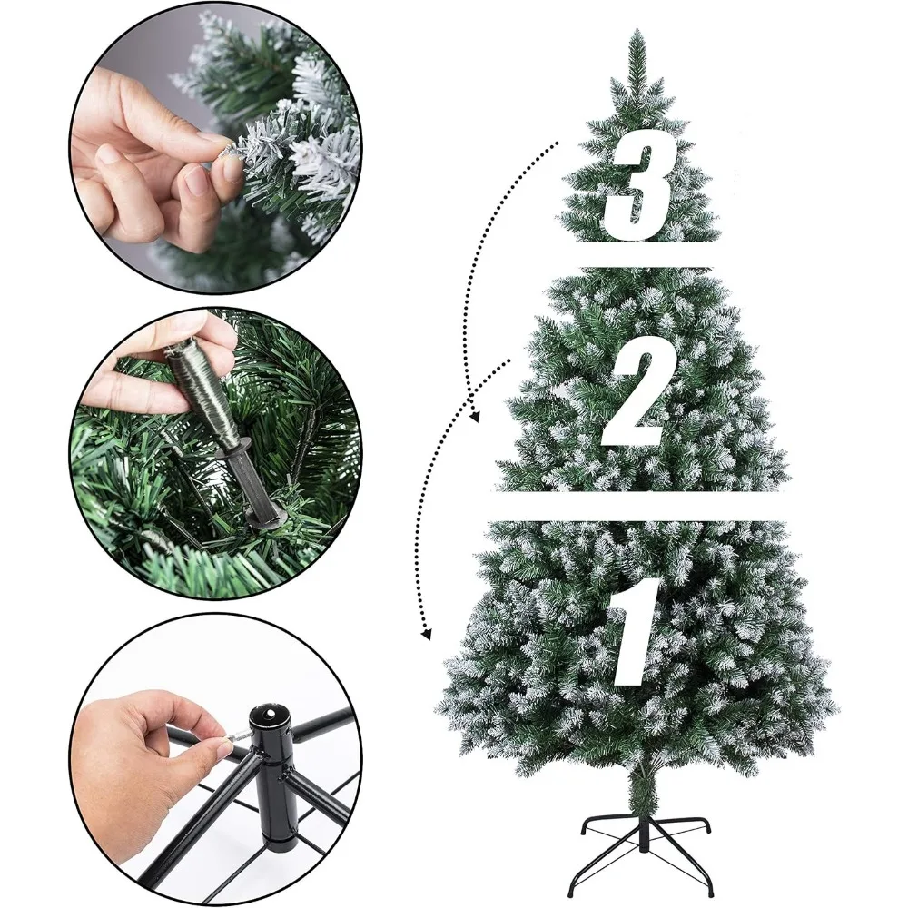 6 أقدام طويلة 1300 نصائح شجرة صنوبر عيد الميلاد الاصطناعية مع حامل معدني لزينة العطلات الخارجية - سهلة التجميع #4