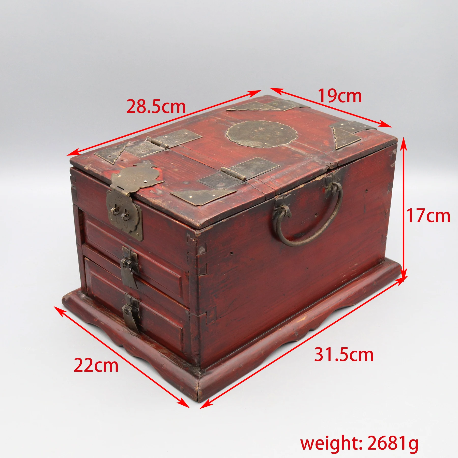 Old mirror box, Old renovated vanity box, small vanity case with drawers, chinese antique