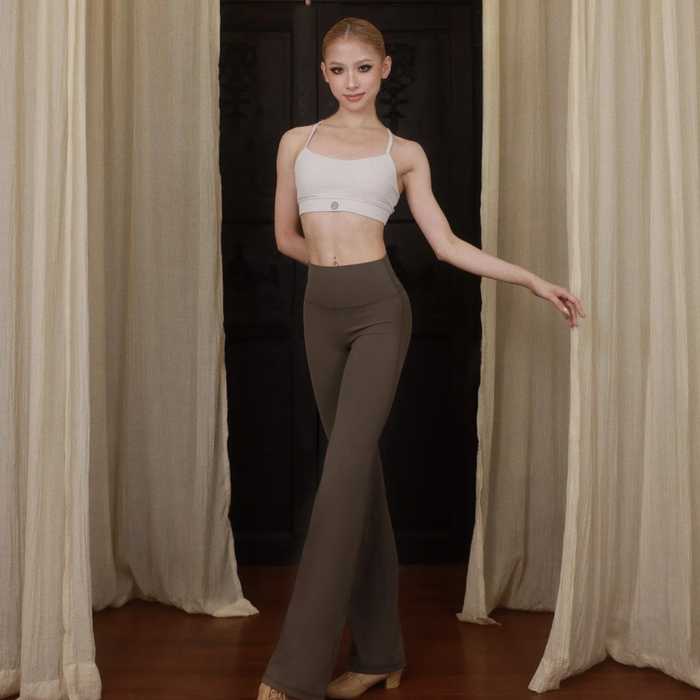 2025 Vrouwen Latin Dance Praktijk Kleding Sport Yoga Vest Broek Professionele Training Slijtage Cha Cha Rumba Dans Kleding DNV 25748