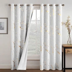 Gold/Silver Printed Blackout Curtains Window For Living Room Bedroom High Shading Door black out Curtains Thick Blinds Drapes