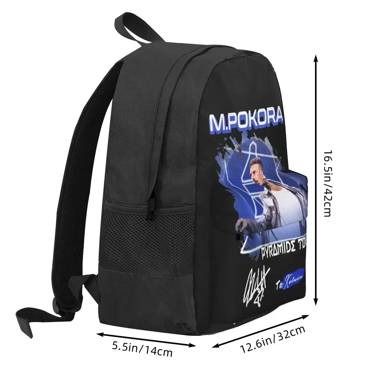 M.Pokora Pyramid Tour Signature Backpack, Grande Capacidade, Mais Recentes, Natação, Eco Friendly, Multi-Function