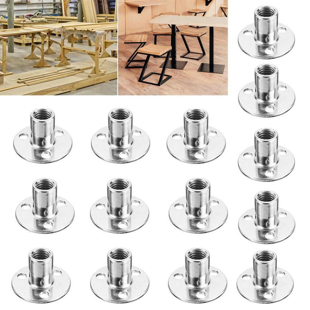 with Round Base 10pcs Galvanized Splint Tee Nuts for Woodworking T Nuts Iron Plate Nut Fastener Furniture Accessory