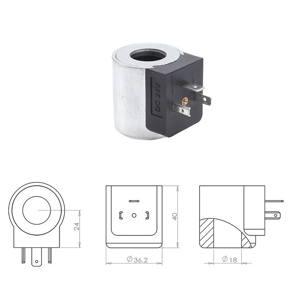 Hydraulic Solenoid Valve Coil 2 Pack, Inner Diameter 18mm Height 40mm DC 12/24V For Hydraulic Equipment Maintenance