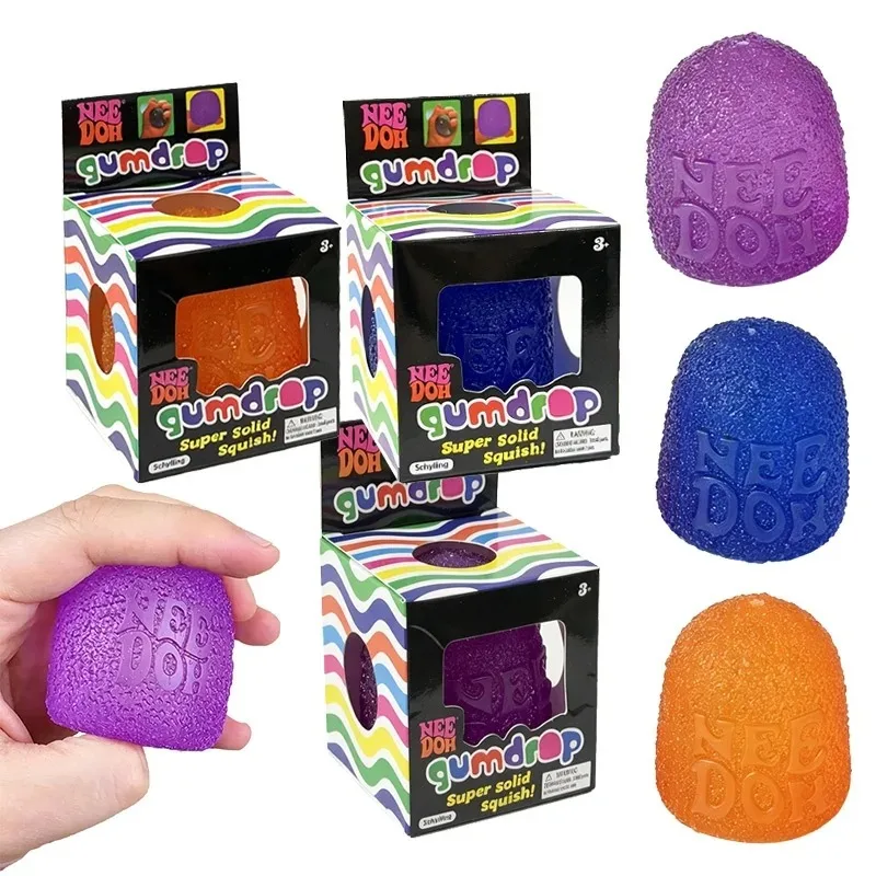 Needoh Gumdrop Maltose Filler Solid Squish Balls Slow Rising Stress Toy Anxiety Relief Hand Squeeze Elastic Soft Sensory Toy