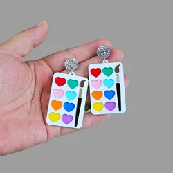 Creative Colorful Palette Earrings Fashion Artistic Paint Plate Acrylic Dangle Earring Love Painting Girl Jewelry Gift